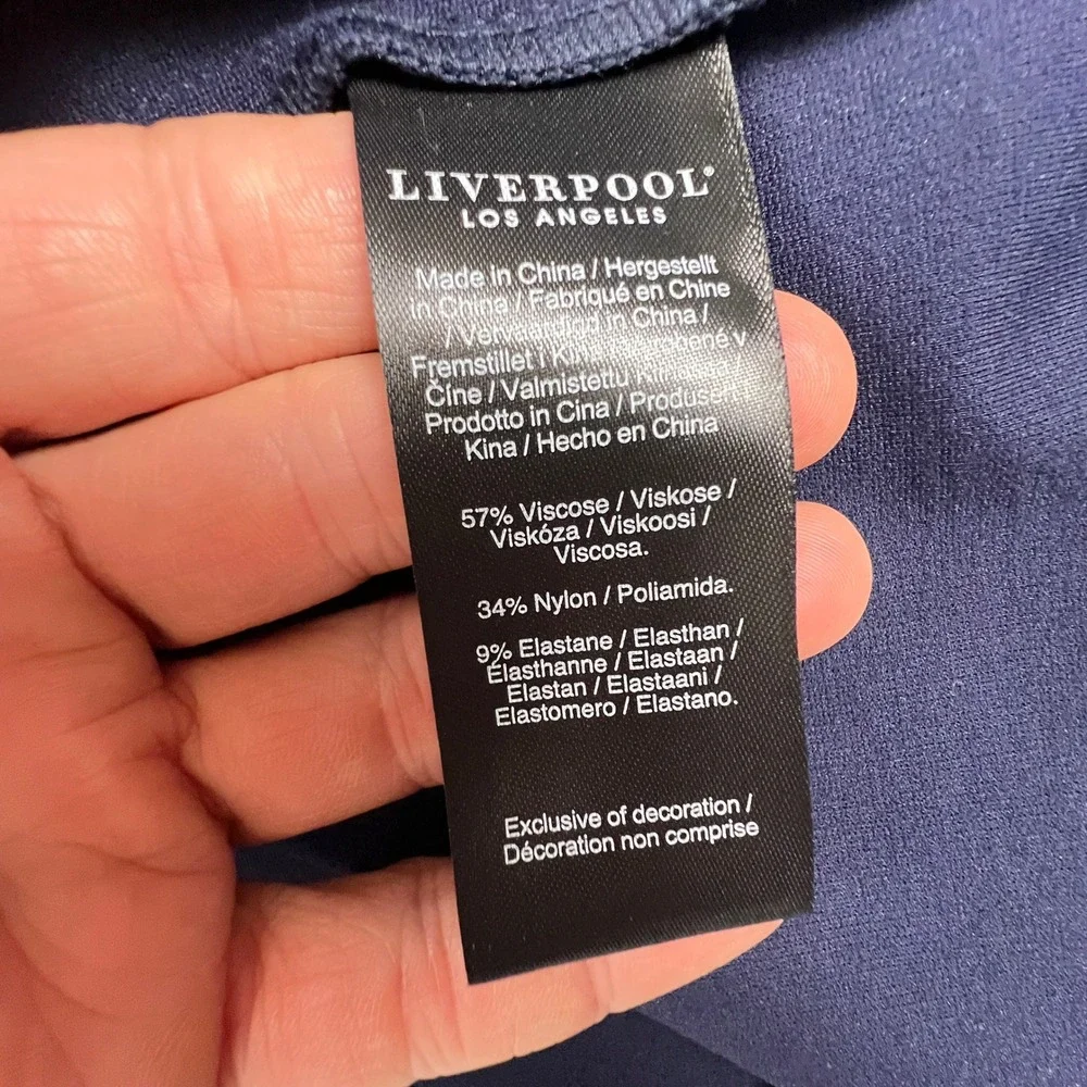 Liverpool Blazer Women XL Cadet Blue Open Front Ponte Knit Professional